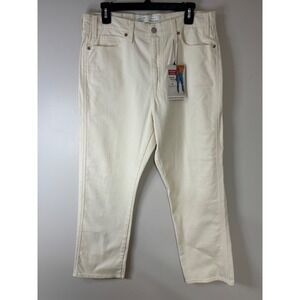 Signature by Levi Strauss High Rise Straight Leg Cream Denim Jeans Women's Sz 12